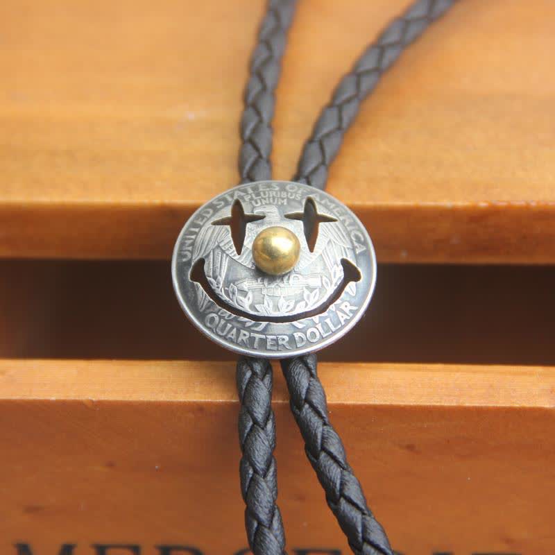 Cravatta Bolo con moneta e sorriso da clown alla moda - Pelle - image 0