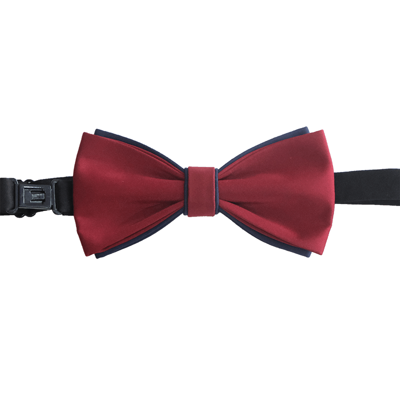 Papillon da uomo a doppio strato, blu navy e bordeaux, bicolore - image 6