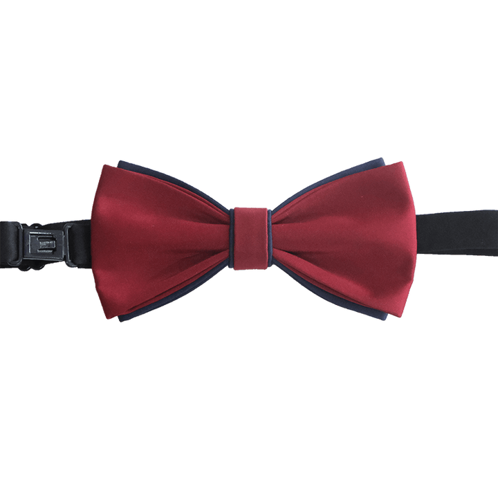 Papillon da uomo a doppio strato, blu navy e bordeaux, bicolore - image 6