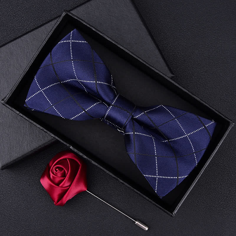 Set di 2 papillon con motivo scozzese in stile britannico da uomo