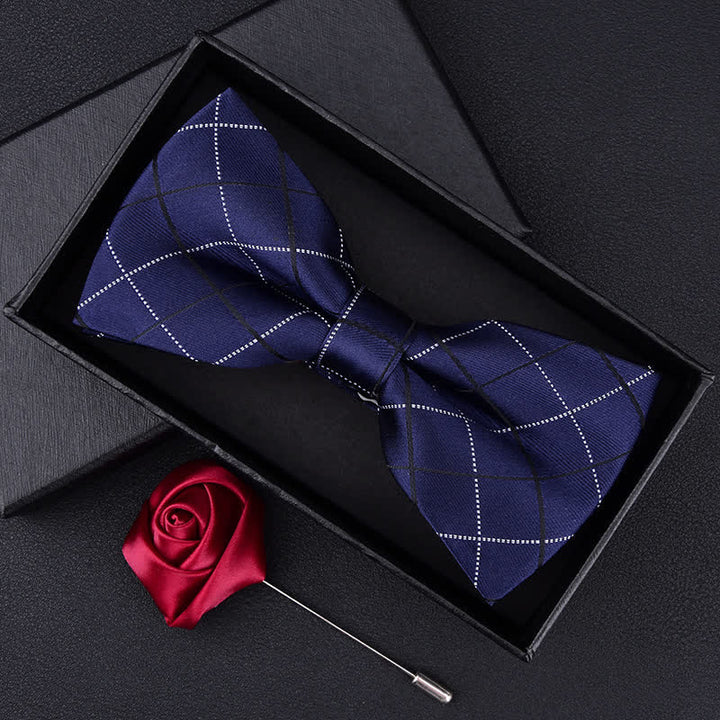 Set di 2 papillon con motivo scozzese in stile britannico da uomo