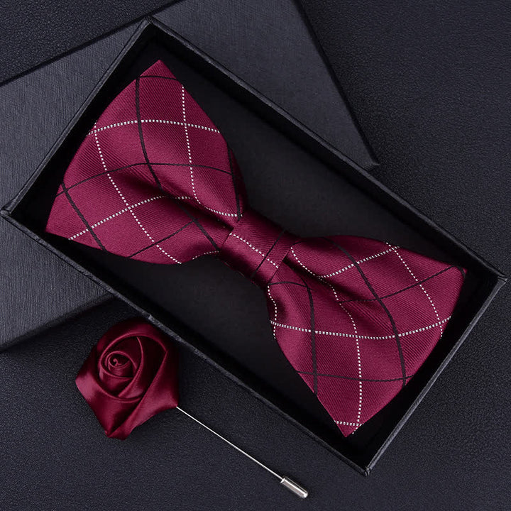 Set di 2 papillon con motivo scozzese in stile britannico da uomo