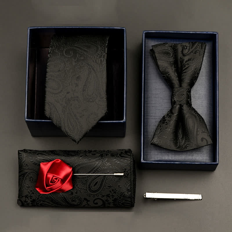 Set di 5 cravatte e papillon formali da uomo - Stile n. 6 - image 6