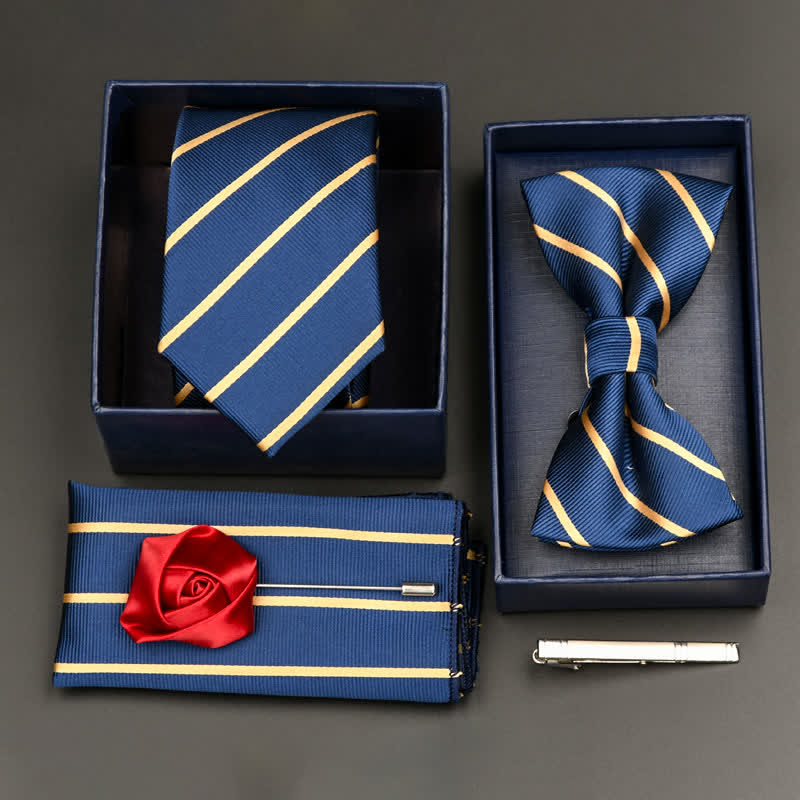 Set di 5 cravatte e papillon formali da uomo - Stile n. 13 - image 13