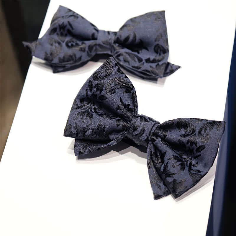 Papillon da uomo vintage blu scuro in jacquard per matrimonio