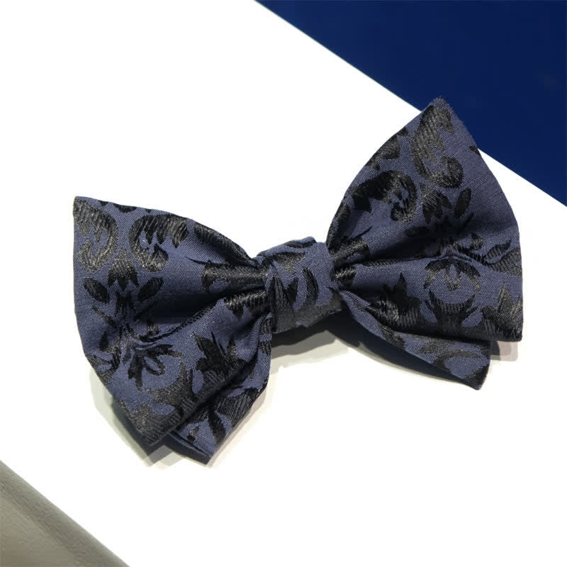 Papillon da uomo vintage blu scuro in jacquard per matrimonio