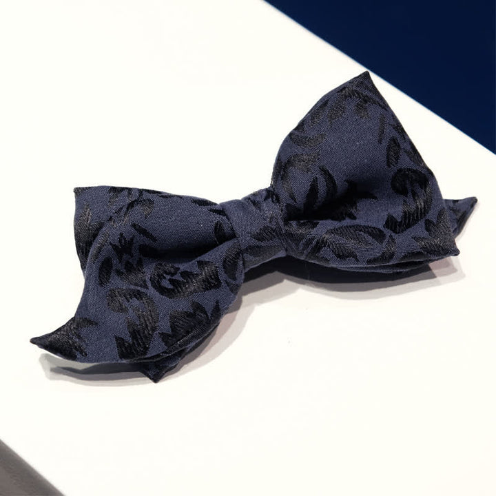 Papillon da uomo vintage blu scuro in jacquard per matrimonio
