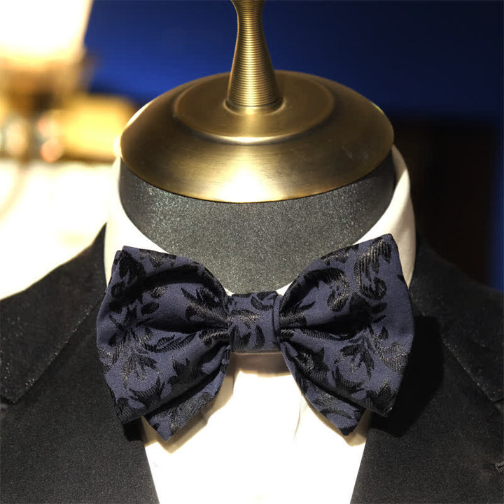 Papillon da uomo vintage blu scuro in jacquard per matrimonio