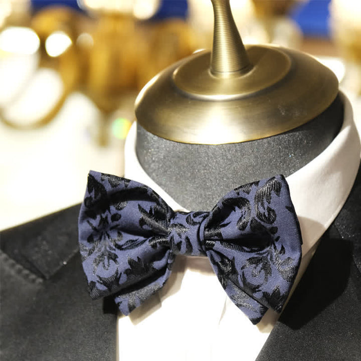 Papillon da uomo vintage blu scuro in jacquard per matrimonio