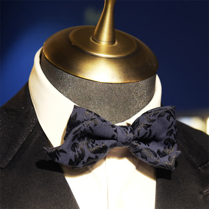 Papillon da uomo vintage blu scuro in jacquard per matrimonio