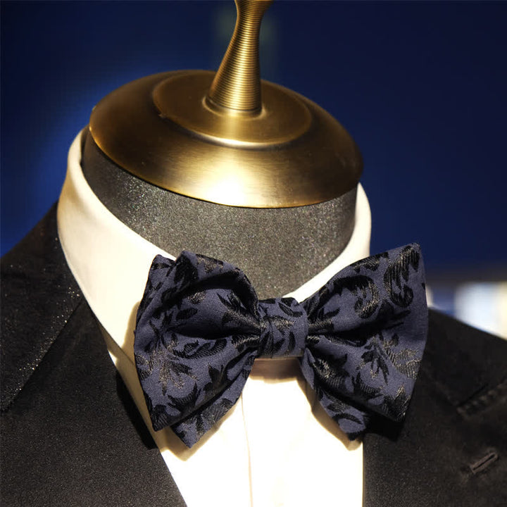 Papillon da uomo vintage blu scuro in jacquard per matrimonio