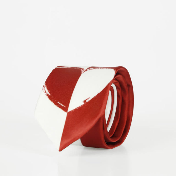 Cravatta da uomo con cuori a contrasto rosso e bianco - image 3