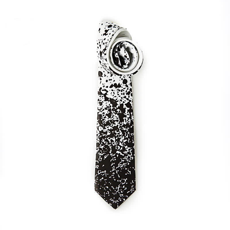 Cravatta da uomo con inchiostro astratto bianco e nero - Bianco e nero - image 0