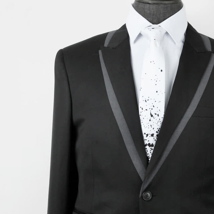 Cravatta da uomo con inchiostro astratto bianco e nero - image 1