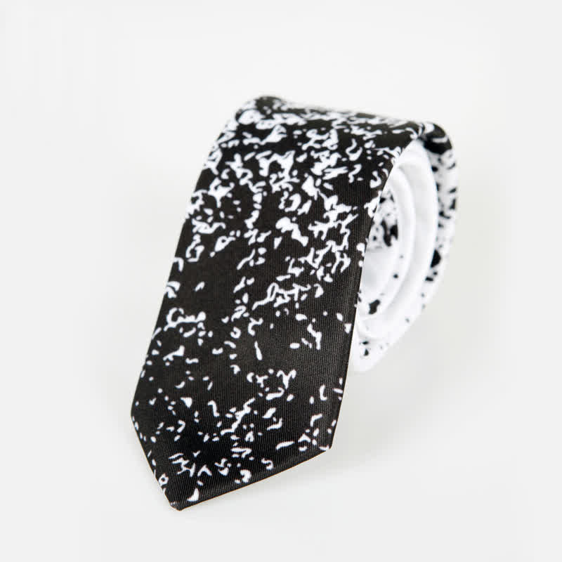 Cravatta da uomo con inchiostro astratto bianco e nero - image 2