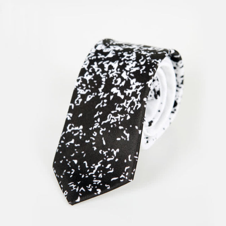 Cravatta da uomo con inchiostro astratto bianco e nero - image 2