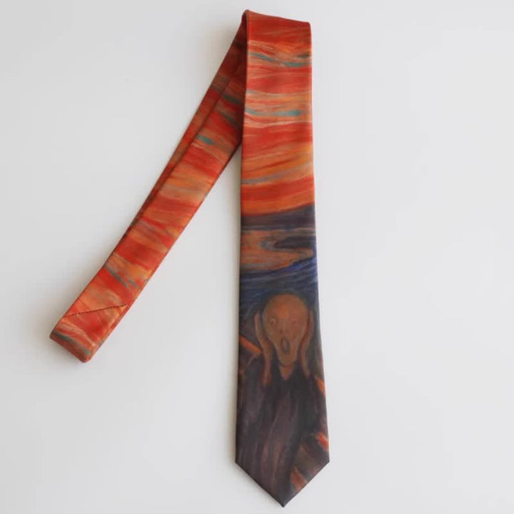 Cravatta da uomo rosso ruggine The Scream Oil Painting