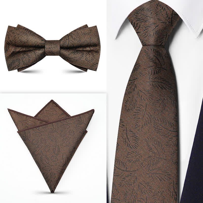 Set di 3 cravatte da uomo con motivo Paisley BowTie serie marrone - Stile n. 6 - image 8