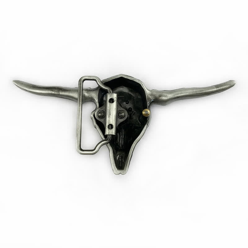 Cintura in pelle con fibbia a forma di toro Longhorn Western fai da te da uomo
