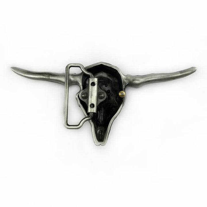 Cintura in pelle con fibbia a forma di toro Longhorn Western fai da te da uomo