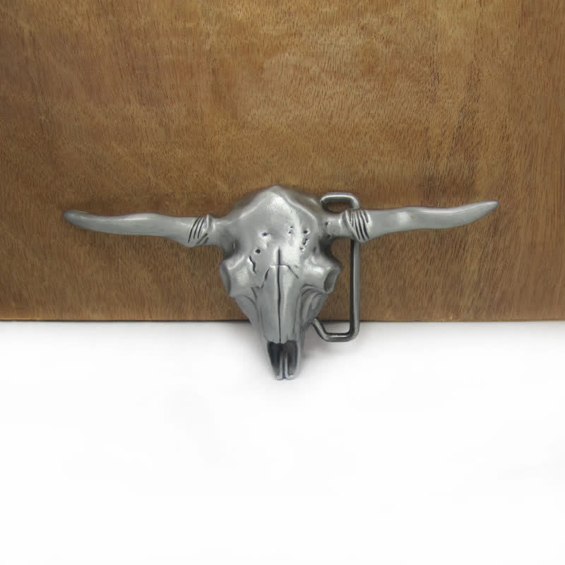 Cintura in pelle con fibbia a forma di toro Longhorn Western fai da te da uomo