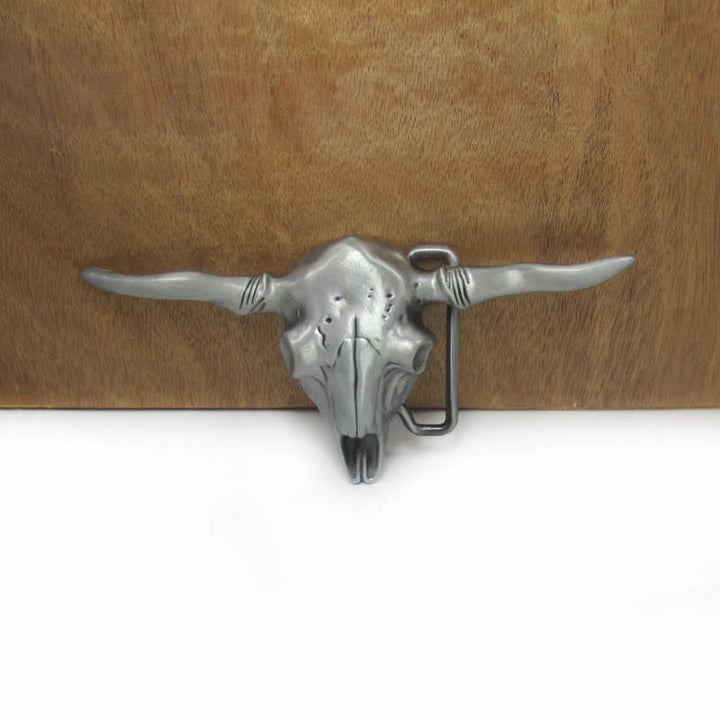 Cintura in pelle con fibbia a forma di toro Longhorn Western fai da te da uomo