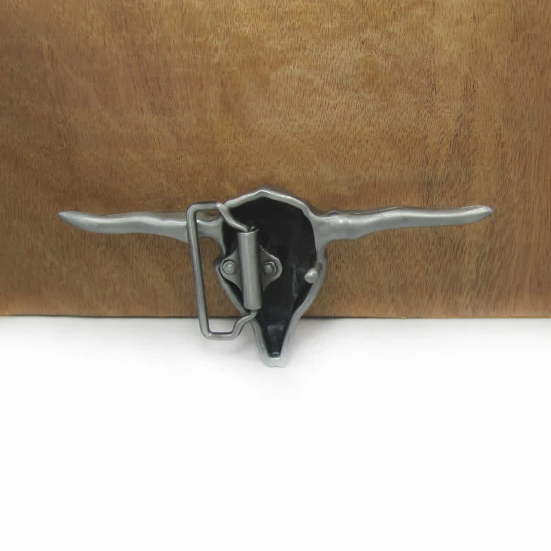 Cintura in pelle con fibbia a forma di toro Longhorn Western fai da te da uomo