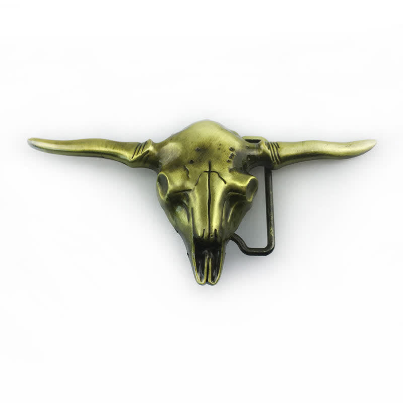 Cintura in pelle con fibbia a forma di toro Longhorn Western fai da te da uomo - Bronzo antico - Senza cintura - image 12