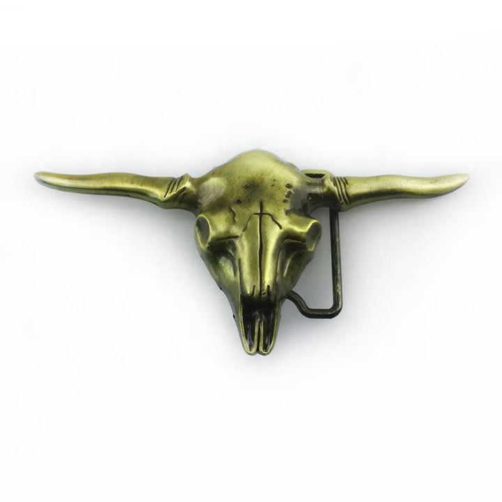 Cintura in pelle con fibbia a forma di toro Longhorn Western fai da te da uomo