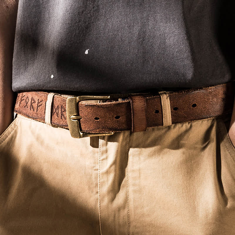 Cintura in pelle casual da lavoro con lettera intagliata retrò - image 1