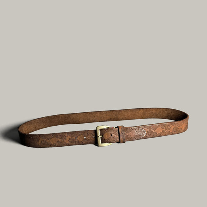Cintura in pelle goffrata con motivo floreale vintage delicato