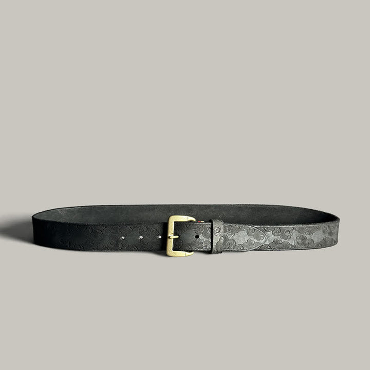 Cintura in pelle goffrata con motivo floreale vintage delicato - image 18