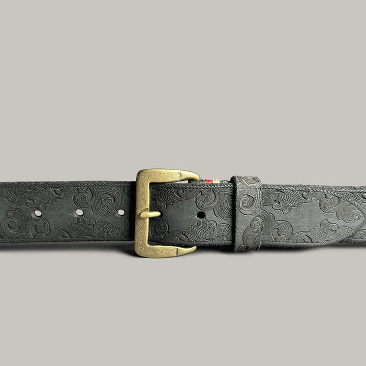 Cintura in pelle goffrata con motivo floreale vintage delicato - image 20