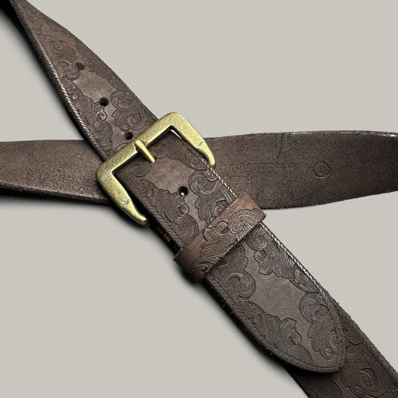 Cintura in pelle goffrata con motivo floreale vintage delicato - image 11