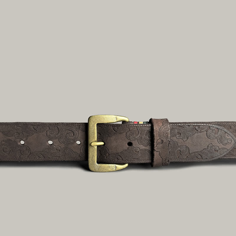 Cintura in pelle goffrata con motivo floreale vintage delicato - image 14