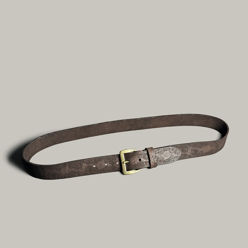 Cintura in pelle goffrata con motivo floreale vintage delicato - image 12