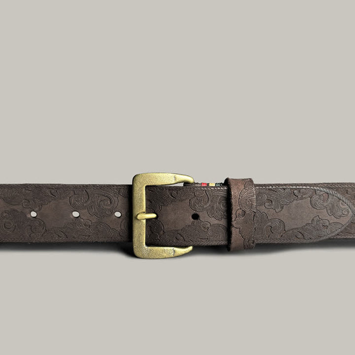 Cintura in pelle goffrata con motivo floreale vintage delicato