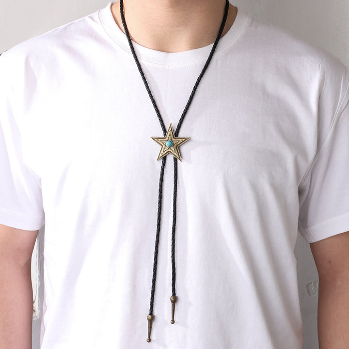 Collana con ciondolo a forma di stella in pietra naturale vintage Bolo Tie