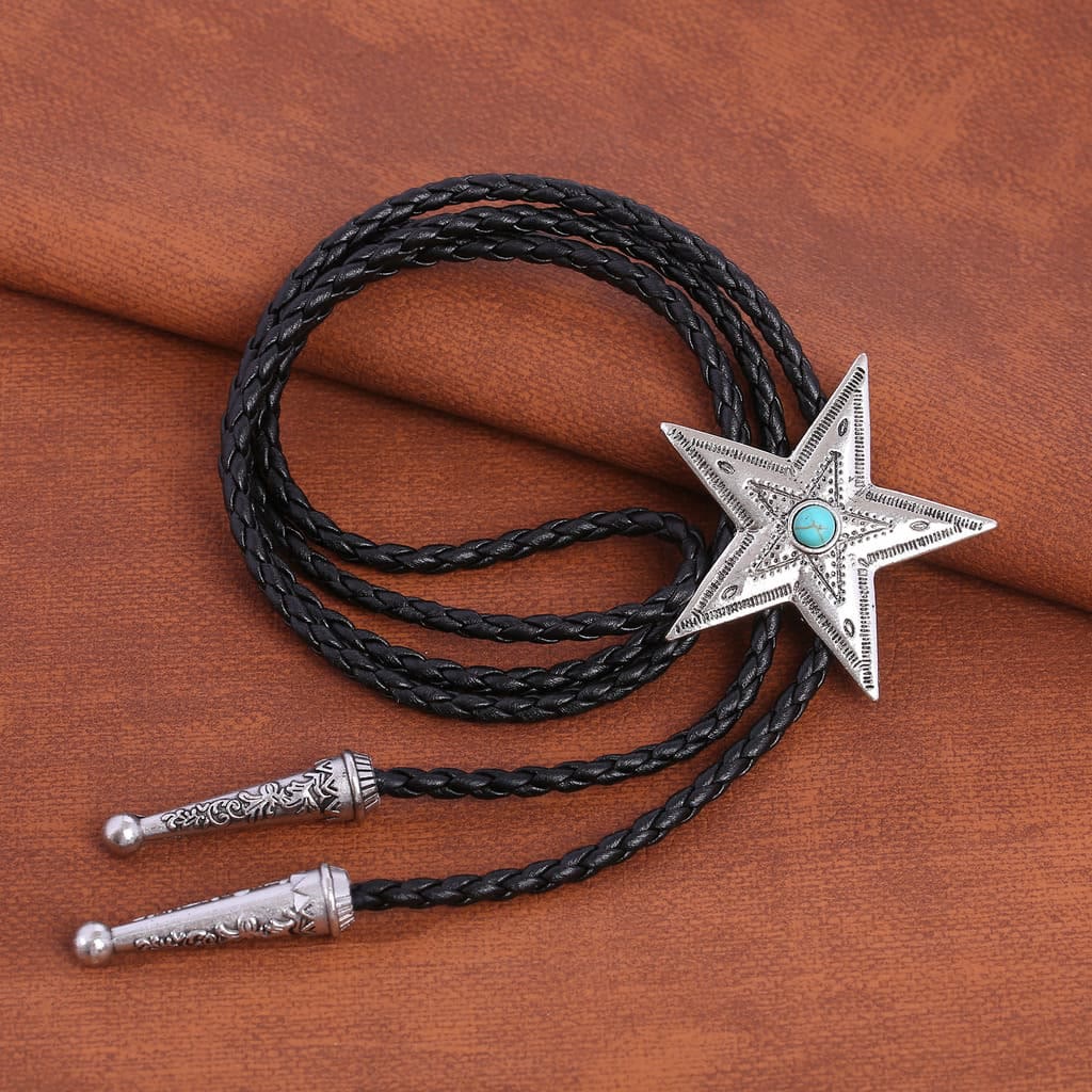 Collana con ciondolo a forma di stella in pietra naturale vintage Bolo Tie