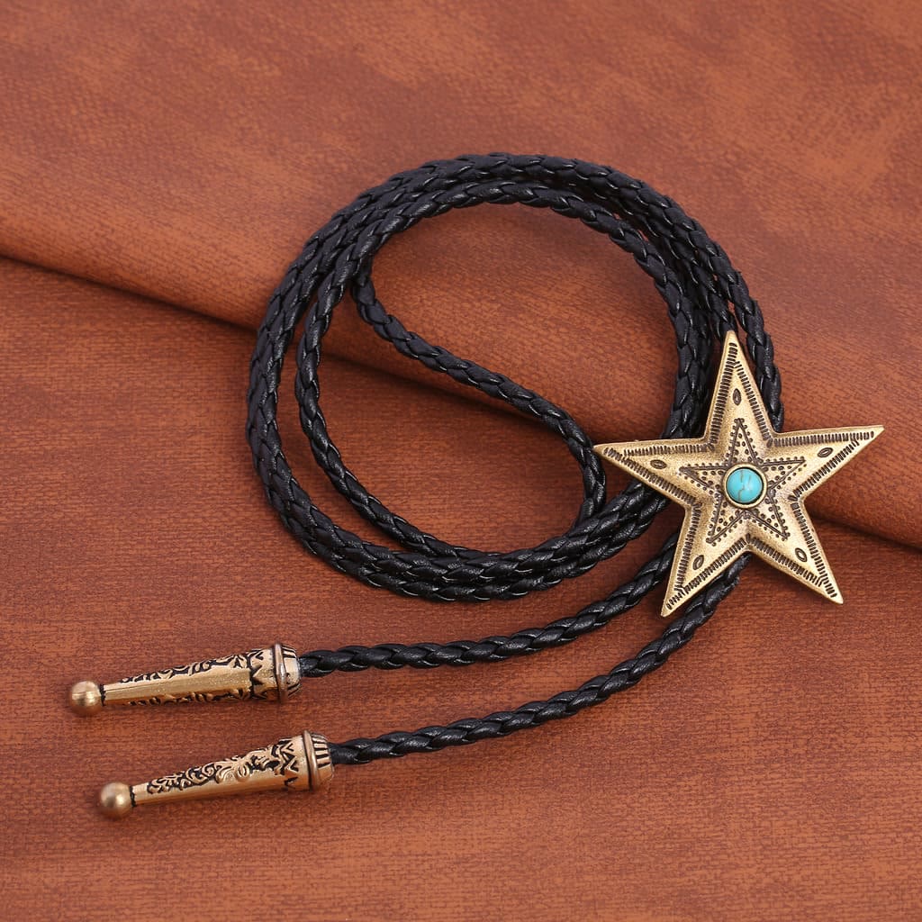 Collana con ciondolo a forma di stella in pietra naturale vintage Bolo Tie