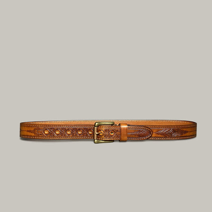 Cintura in pelle con stampa floreale classica alla moda