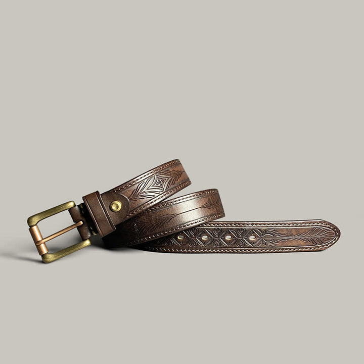 Cintura in pelle con stampa floreale classica alla moda