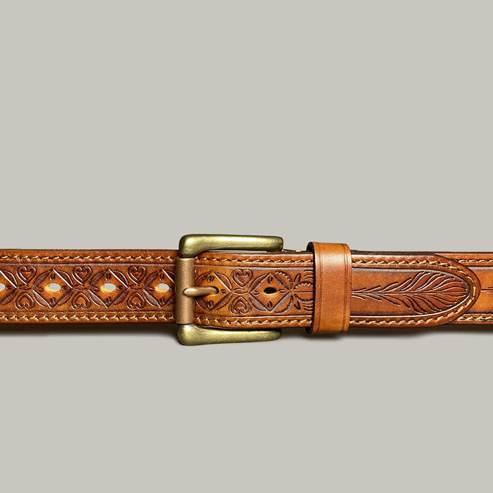 Cintura in pelle con stampa floreale classica alla moda