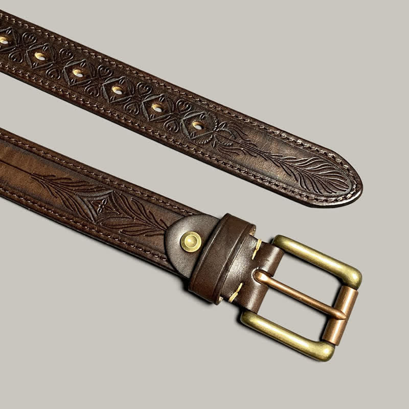 Cintura in pelle con stampa floreale classica alla moda
