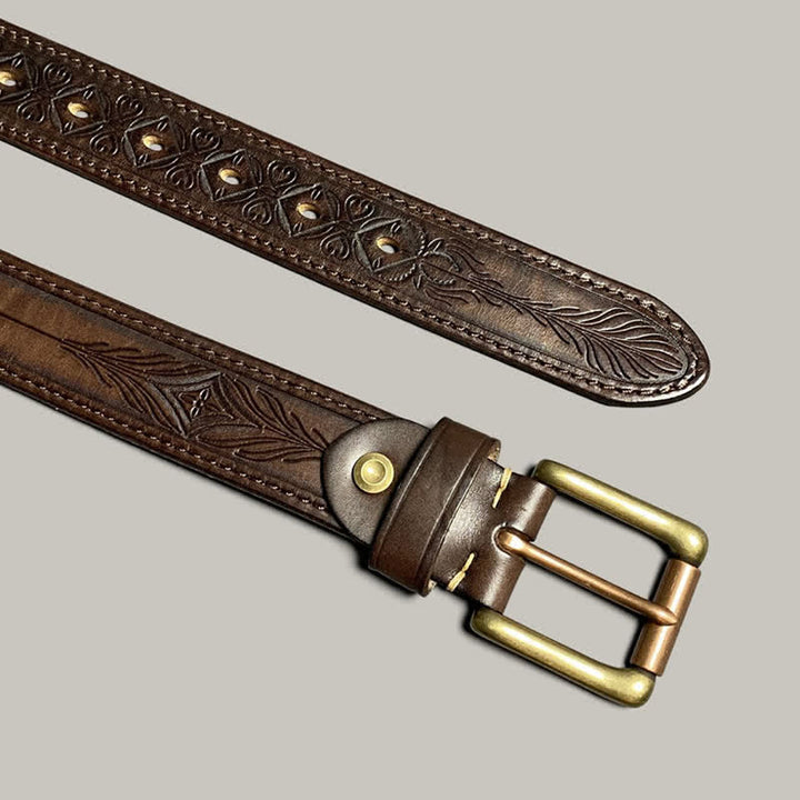 Cintura in pelle con stampa floreale classica alla moda