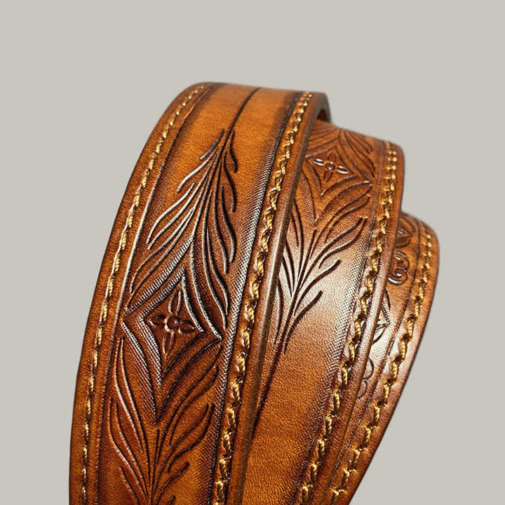 Cintura in pelle con stampa floreale classica alla moda