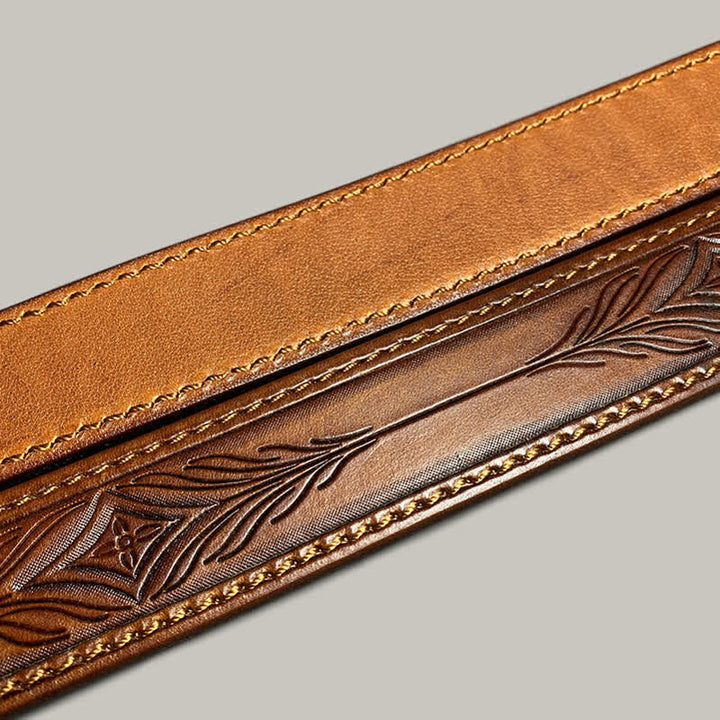Cintura in pelle con stampa floreale classica alla moda