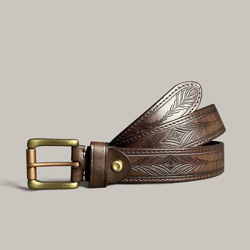 Cintura in pelle con stampa floreale classica alla moda