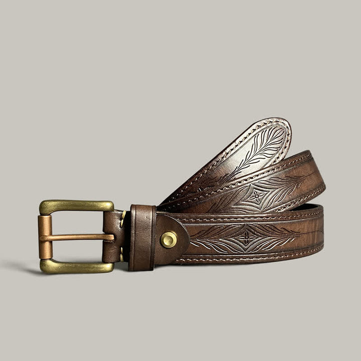 Cintura in pelle con stampa floreale classica alla moda
