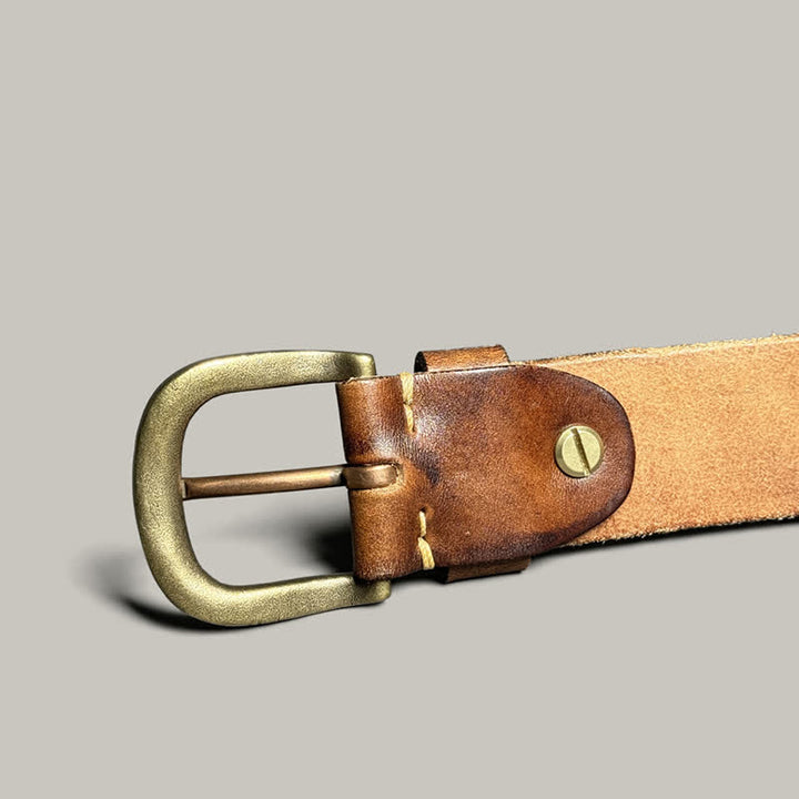 Cintura in pelle goffrata personalizzata con foglie di piante invecchiate